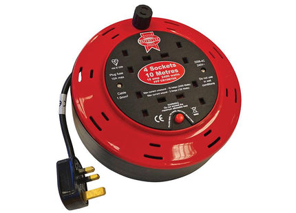 Faithfull Power Plus Cable Reel 240 Volt 10 Metre 10 Amp 4 Socket