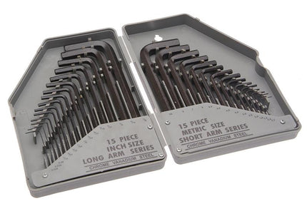 Faithfull Metric/Imperial Hex Key Set Of 30 (0.7-10Mm 0.028-3/8In)