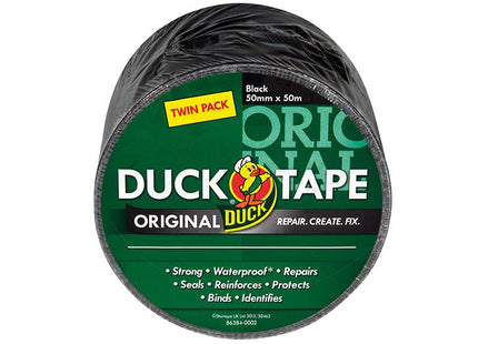 Shurtape Duck Tape Original 50Mm X 50M Black (2 Pack)