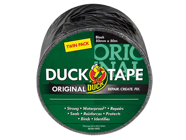 Shurtape Duck Tape Original 50Mm X 50M Black (2 Pack)