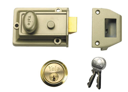 Yale Locks P77 Traditional Nightlatch 60Mm Backset Nickel Brass Finish Box