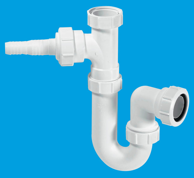 McAlpine WM1 75mm Water Seal Tubular Swivel 'P' Trap with 1½" Multifit Outlet and inlet connection for the discharge from a domestic appliance