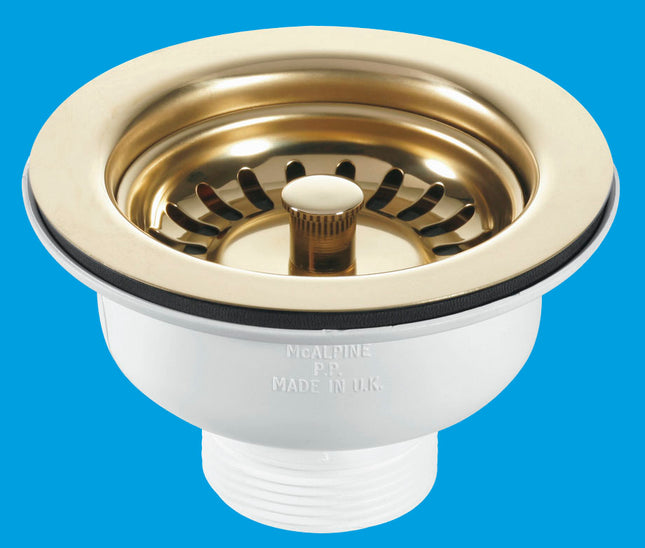 McAlpine BSWPVD 1½" Basket Strainer Waste: 113mm Stainless Steel Flange: Stemball Plug: Centre Pin Model