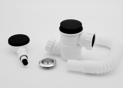 McAlpine 1.50 Top Access Bath Trap+O/F  In Matt Black