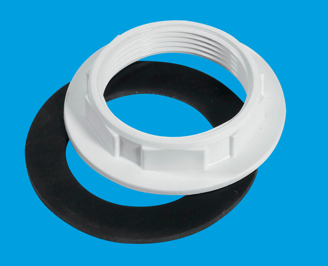 McAlpine BN1 White Plastic Backnut with Rubber Washer 1.25" BSP