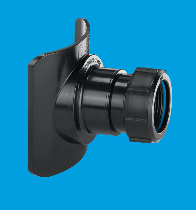 McAlpine BOSSCONN82Z-BL Black Mechanical Soil Pipe Boss Connector for 57mm hole saw size, supplied with fixing tool and suitable for 4"/110mm soil pipe