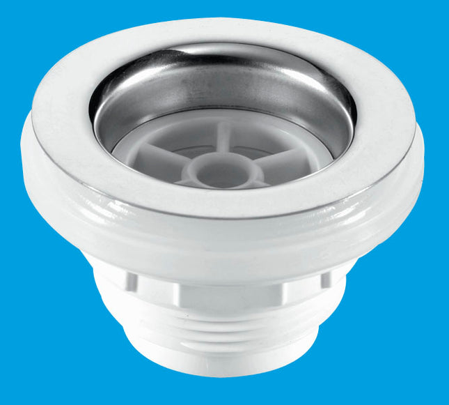 McAlpine BSW10 1½" Backnut Bath Waste: 70mm Stainless Steel Flange x 1½" Tail: Unslotted: Plug