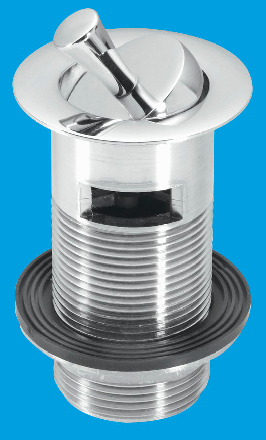 McAlpine BW60SPH-CB 1¼" Chrome Plated Brass Basin Waste - Backnut Model: 60mm Flange x 3½" Tail with Swivel Handle Plug