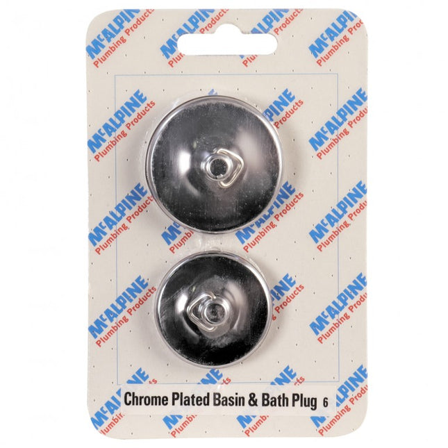 McAlpine CARD-6 Chrome Plated Basin & Bath Plugs - CP1 + CP2 + P-CPTOGGLE