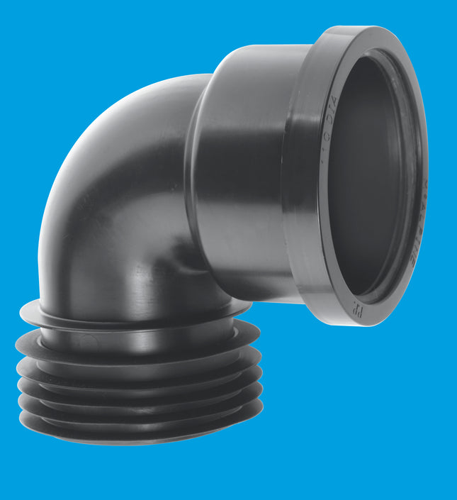 McAlpine DC90-BL Black 4"/110mm 90° Drain Connector with Boss