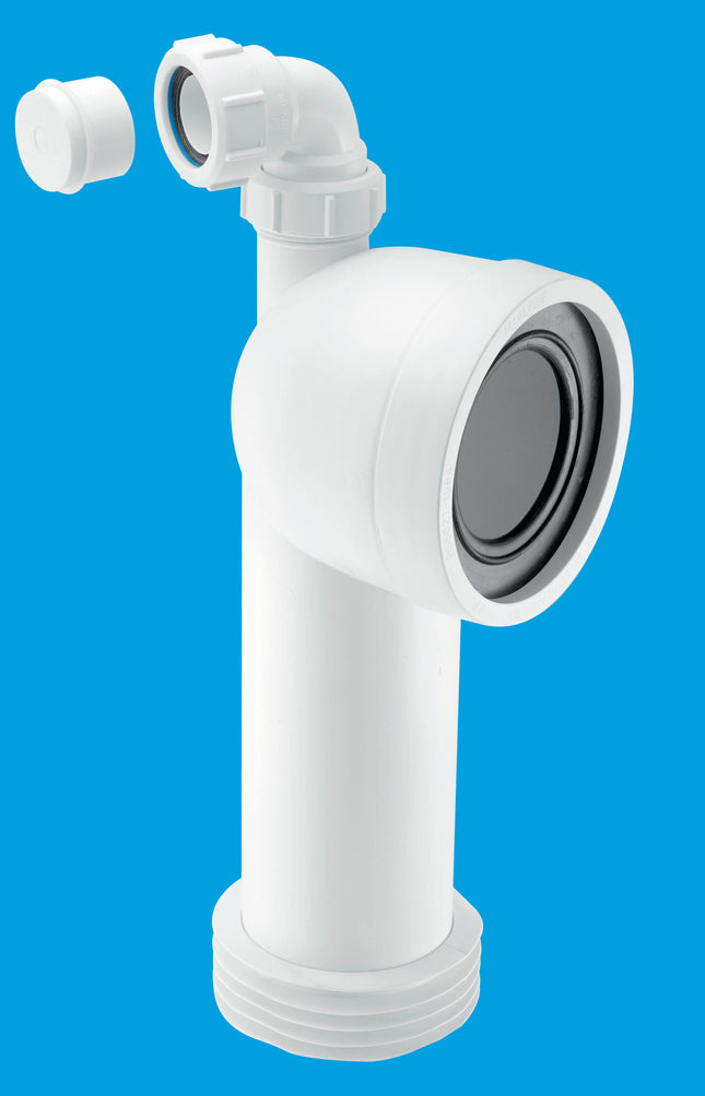 McAlpine WC-CON8V 90° Bend Adjustable Length Rigid WC Connector with 1¼" Universal Vent Boss