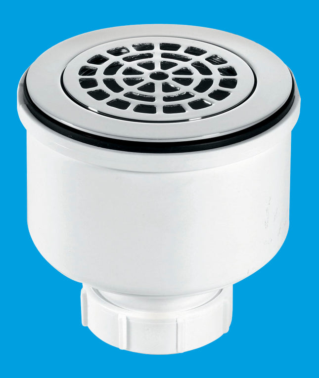 McAlpine ST90CPB-P-V 90mm x 50mm Water Seal Shower Trap with 2" Universal Vertical Outlet with removable 110mm Flange.