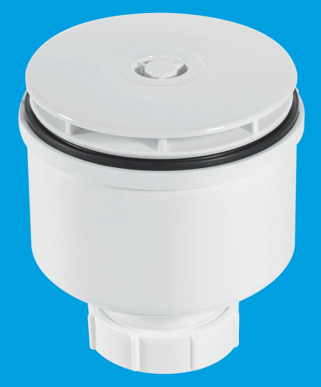 McAlpine ST90WH10-V 90mm x 50mm Water Seal Shower Trap with 2" Universal Vertical Outlet with removable 110mm Flange.