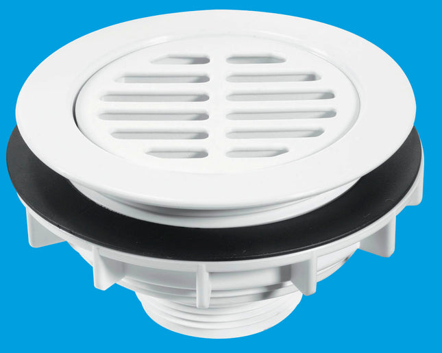 McAlpine SWHF2-WH High Flow Shower Waste: 113mm White Plastic Flange x 56mm Tail: Top Access: Backnut Model