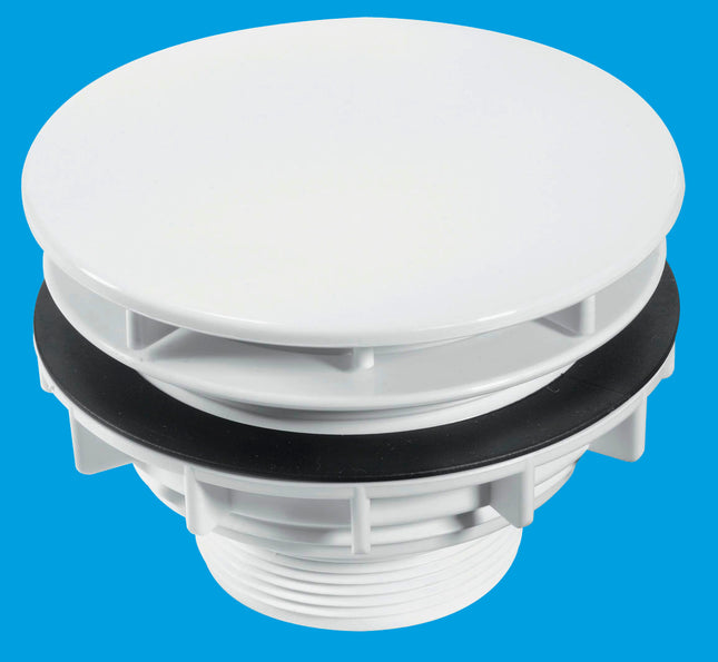 McAlpine SWHF5-WH High Flow Shower Waste: 110mm White Plastic Plain Cover Flange x 56mm Tail: Top Access: Backnut Model