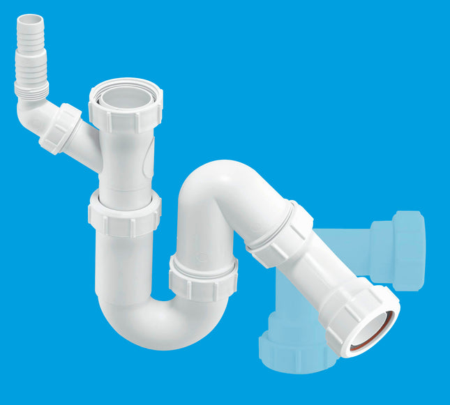 McAlpine WM12 75mm Water Seal Tubular Swivel All One Trap with 1½" Multifit Outlet and 135° swivel inlet connection for the discharge from a domestic appliance