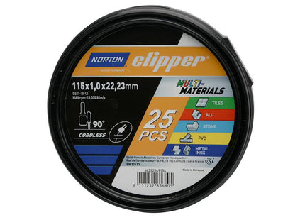 Norton Clipper Clipper Multi-Material Cutting Discs 115 x 22.23mm (Tub of 25)