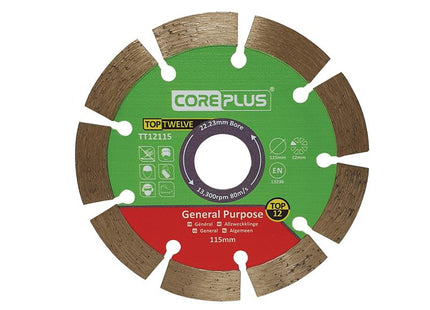 CorePlus Top Twelve General Purpose Diamond Blade 115mm