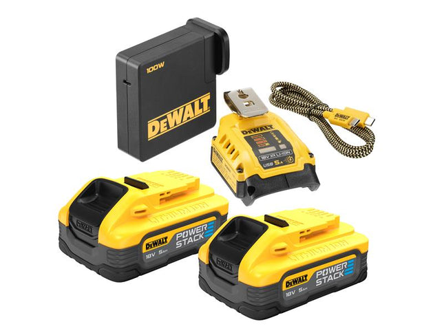 DEWALT USB-C POWERSTACK Starter Kit 18V 2 x 5.0Ah Li-ion