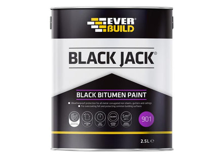Everbuild Black Jack 901 Black Bitumen Paint 2.5 litre
