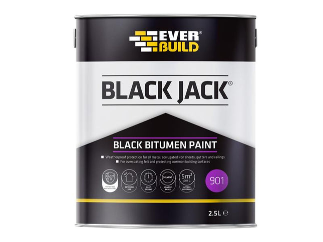 Everbuild Black Jack 901 Black Bitumen Paint 2.5 litre