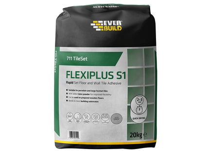 Everbuild 711 TileSet Flexiplus Tile Adhesive White 20kg