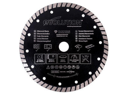 Evolution Diamond Blade, Segmented Rim 185 x 20mm