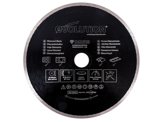 Evolution Diamond Blade, Continuous Rim 210 x 25.4mm