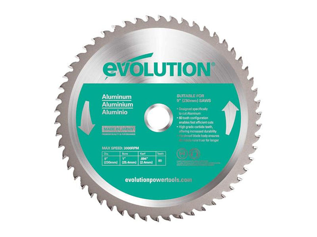 Evolution Aluminium Cutting Mitre Saw Blade 230 x 25.4mm x 80T