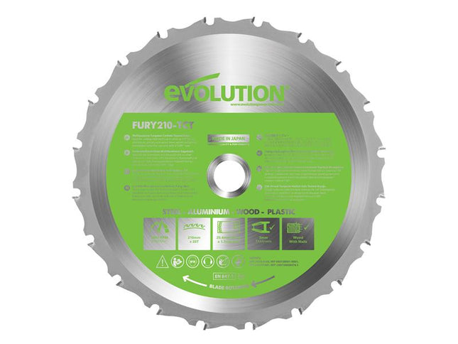 Evolution FURY¨ Multi-Purpose TCT Circular Saw Blade 210 x 25.4mm x 20T