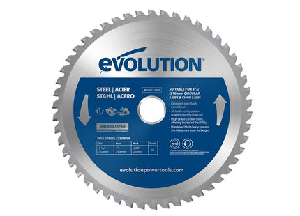 Evolution Mild Steel Cutting Circular Saw Blade 210 x 25.4mm x 50T