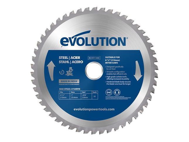 Evolution Mild Steel Cutting Mitre Saw Blade 210 x 25.4mm x 50T