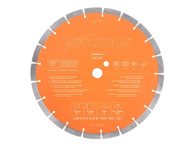 Evolution Premium Diamond Disc Cutter Blade 300 x 22.2mm