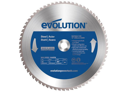 Evolution Mild Steel Cutting Chop Saw Blade 355 x 25.4mm x 66T