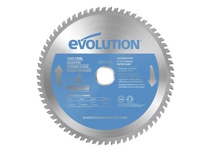 Evolution Thin Steel Cutting Mitre Saw Blade 210 x 25.4mm x 68T