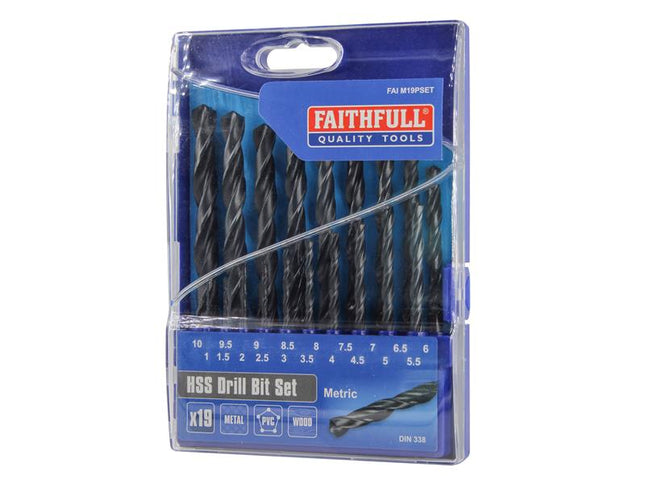 Faithfull HSS Jobber Drill Bit Set, 19 Piece (1-10mm)