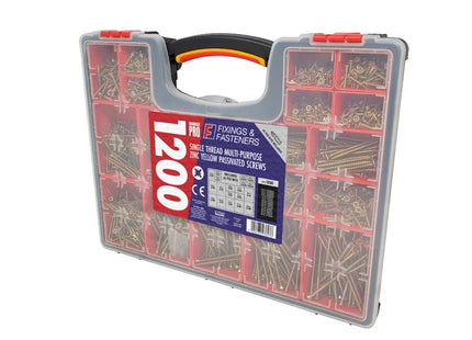 ForgeFix Organiser Pro Multi-Purpose Wood Screw Kit, 1200 Piece