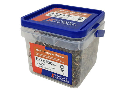 ForgeFix Multi-Purpose Pozi Compatible Screw CSK ST ZYP 5.0 x 100mm Tub 300