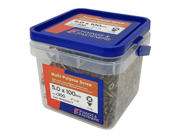 ForgeFix Multi-Purpose Pozi Compatible Screw CSK ST ZYP 5.0 x 100mm Tub 300