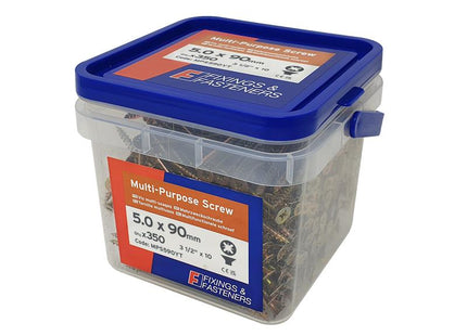 ForgeFix Multi-Purpose Pozi Compatible Screw CSK ST ZYP 5.0 x 90mm Tub 350