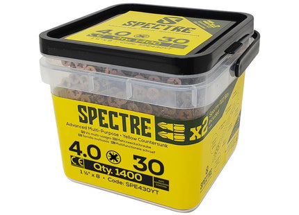 ForgeFix Spectre PZ Compatible Wood Screw CSK ZYP 4.0 x 30mm Tub 1400