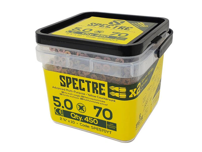 ForgeFix Spectre PZ Compatible Wood Screw CSK ZYP 5.0 x 70mm Tub 450