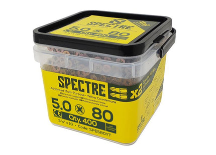 ForgeFix Spectre PZ Compatible Wood Screw CSK ZYP 5.0 x 80mm Tub 400