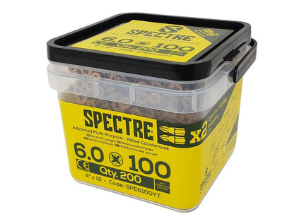 ForgeFix Spectre PZ Compatible Wood Screw CSK ZYP 6.0 x 100mm Tub 200