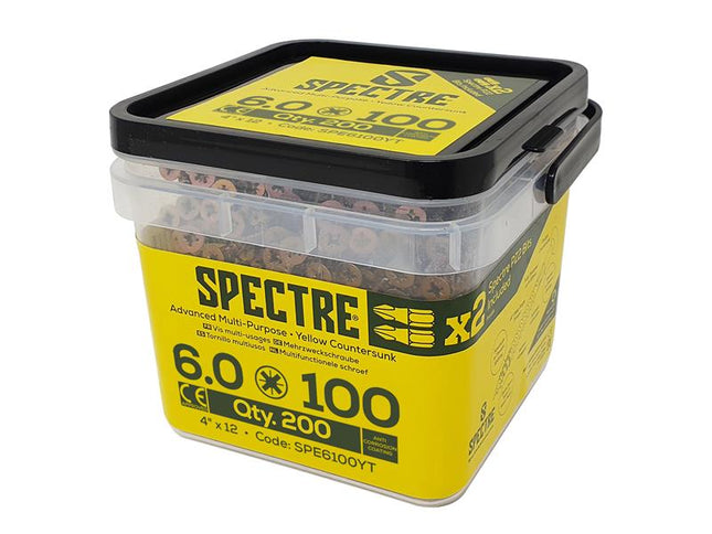 ForgeFix Spectre PZ Compatible Wood Screw CSK ZYP 6.0 x 100mm Tub 200