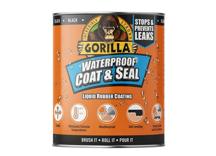 Gorilla Glue Waterproof Coat & Seal Liquid Rubber Coating Black 473ml