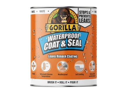 Gorilla Glue Waterproof Coat & Seal Liquid Rubber Coating White 473ml