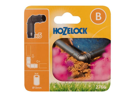 Hozelock 2766 90° Elbow Connector 13mm (Pack 5)