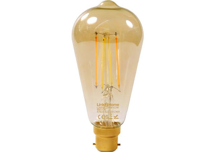 Link2Home Wi-Fi LED BC (B22) Pear Filament Dimmable Bulb, White 470 lm 4.5W