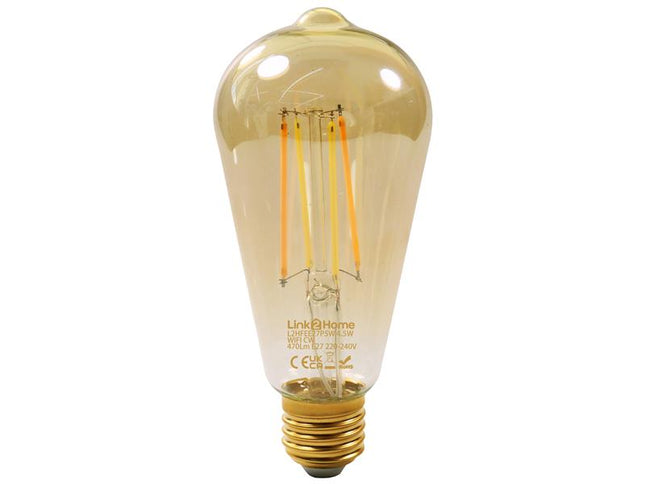 Link2Home Wi-Fi LED ES (E27) Pear Filament Dimmable Bulb, White 470 lm 4.5W